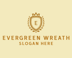 Wreath Crown Shield logo design