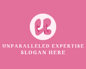 Pink Funky Letter U logo design