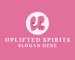 Pink Funky Letter U logo design