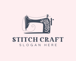 Sewing Machine Leaf logo design