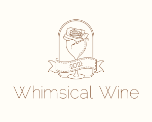 Floral Wine Glass logo design