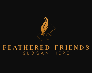 Gold Feather Writing logo design