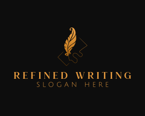 Gold Feather Writing logo design