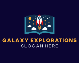 Star Rocket Ship Book logo design