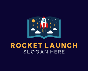 Star Rocket Ship Book logo design