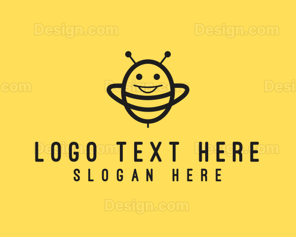 Happy Bee Insect Logo