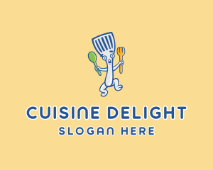 Spatula Diner Cartoon logo design