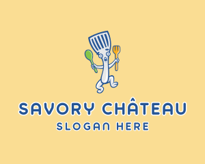 Spatula Diner Cartoon logo design