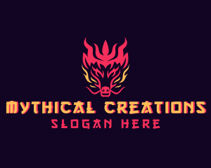 Mythical Dragon Creature logo design