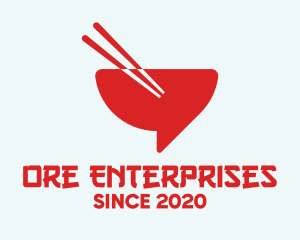 Red Chopsticks Bowl logo design