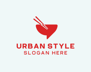 Red Chopsticks Bowl logo design