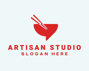 Red Chopsticks Bowl logo design