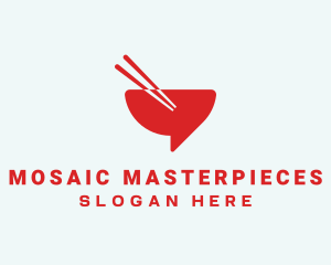 Red Chopsticks Bowl logo design