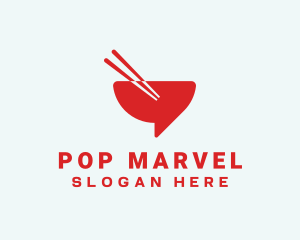 Red Chopsticks Bowl logo design