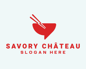 Red Chopsticks Bowl logo design