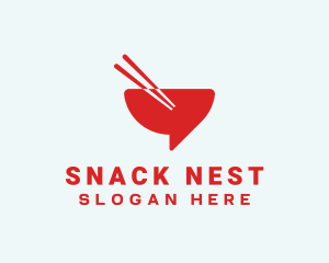 Red Chopsticks Bowl logo design