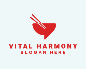 Red Chopsticks Bowl logo design