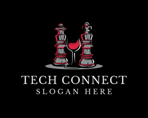 Chess Piece Red Wine Glass Logo