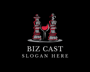 Chess Piece Red Wine Glass logo