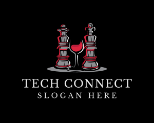 Chess Piece Red Wine Glass logo