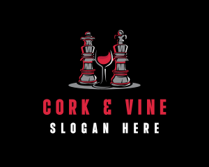 Chess Piece Red Wine Glass logo design