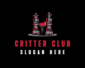 Chess Piece Red Wine Glass logo design