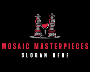 Chess Piece Red Wine Glass logo design