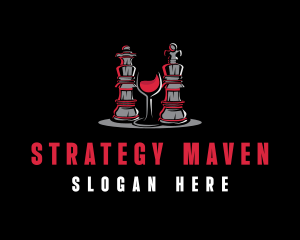 Chess Piece Red Wine Glass logo design