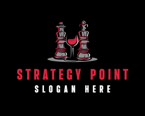 Chess Piece Red Wine Glass logo design