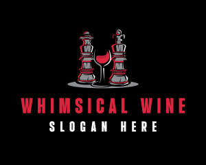 Chess Piece Red Wine Glass logo design