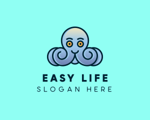 Happy Marine Octopus logo design