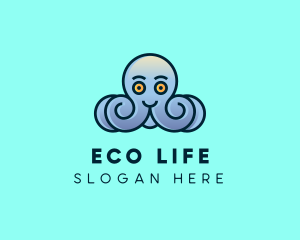 Happy Marine Octopus logo design