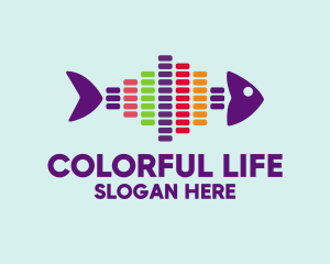 Colorful Audio Fish logo design