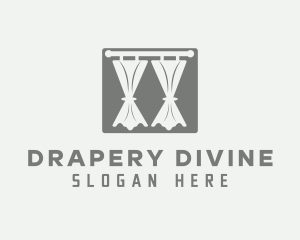 Gray Curtains Drapery logo design