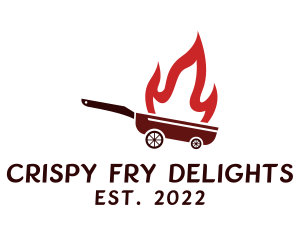 Flame Frying Pan Cart  logo design