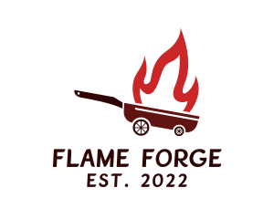 Flame Frying Pan Cart  logo design