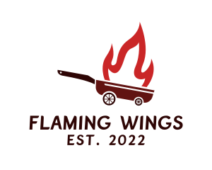 Flame Frying Pan Cart  logo design