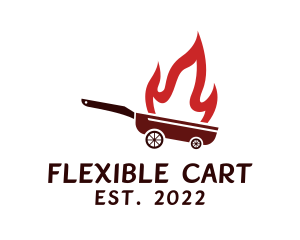 Flame Frying Pan Cart  logo design