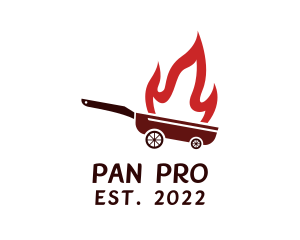 Flame Frying Pan Cart  logo design