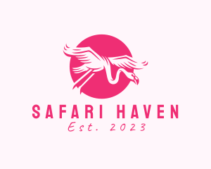 Flying Flamingo Safari logo design