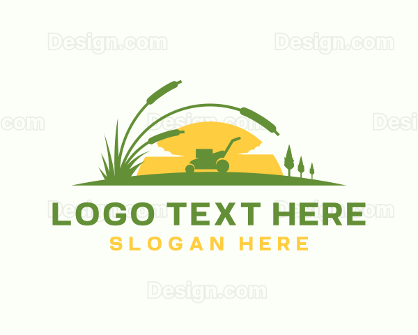 Lawn Mower Grass Landscaping Logo