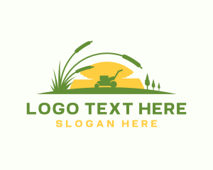 Lawn Mower Grass Landscaping logo