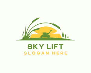 Lawn Mower Grass Landscaping logo design