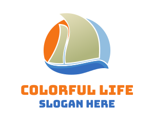 Colorful Sail Boat logo design