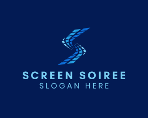 Film Strip Stripe Letter S logo design