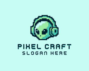 Alien Pixel Headset logo design