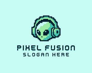 Alien Pixel Headset logo design