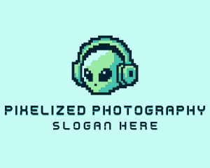 Alien Pixel Headset logo design