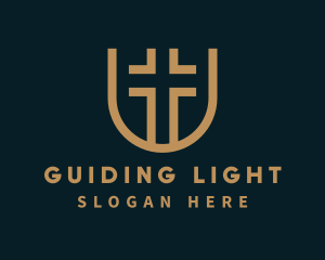 Brown Religious Cross logo design