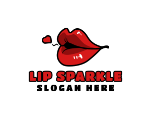 Woman Lip Kiss logo design